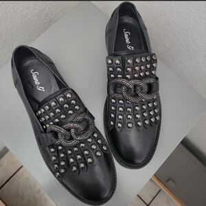 Saint G Black Studded Loafers Contemporary Goth Artsy